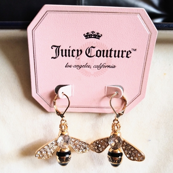 Stylish Juciy Couture Rhinestone Bee Earrings - Picture 4 of 4
